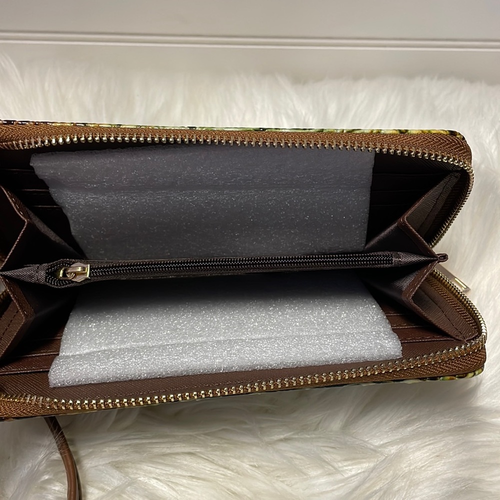 Tritexture Green & Brown Ombre Single Zipper Wallet with Strap - Picture 7 of 11